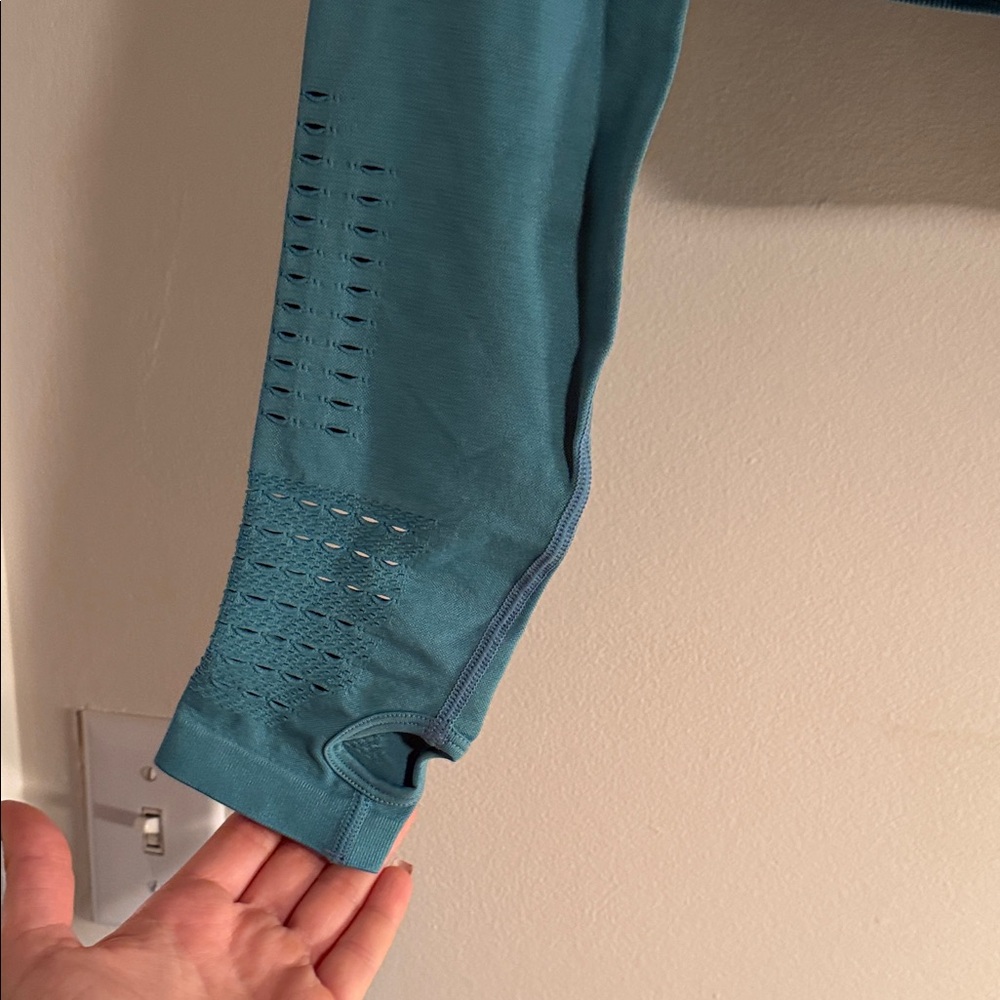 Gymshark Dusky Teal Flawless Knit Long Sleeve Crop Top Size Large NWT - Picture 6 of 7